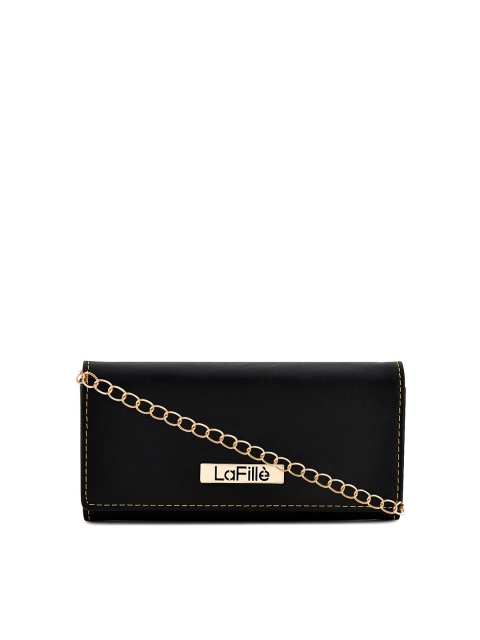 

LaFille Women Black PU Two Fold Wallet