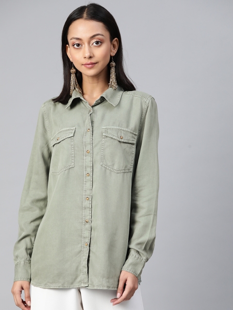 

Marks & Spencer Women Olive Green Casual Shirt