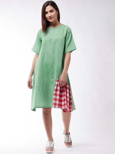 

InWeave Green & Red A-Line Dress