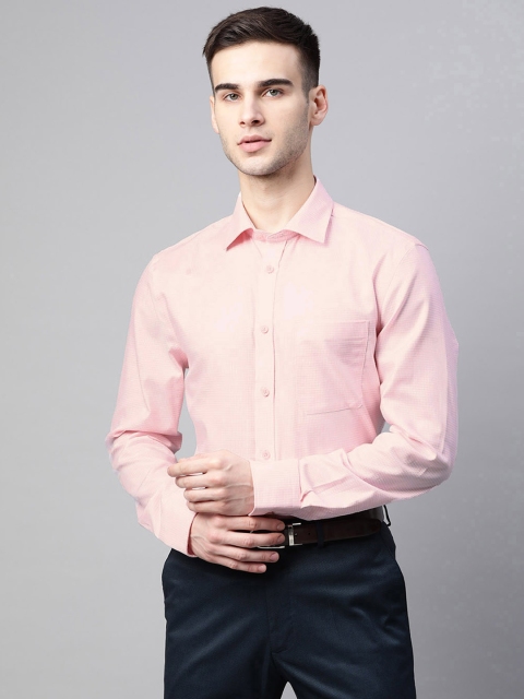

Marks & Spencer Men Pink Slim Fit Opaque Checked Formal Shirt