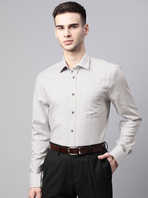 

Marks & Spencer Men Grey Slim Fit Opaque Checked Formal Shirt