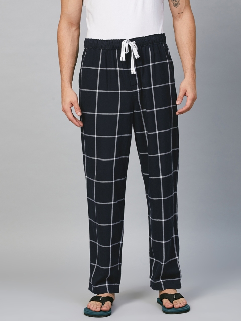 

Marks & Spencer Men Navy Blue Checked Lounge Pant