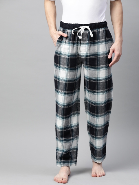 

Marks & Spencer Men Teal & Multicoloured Checked Cotton Lounge Pants