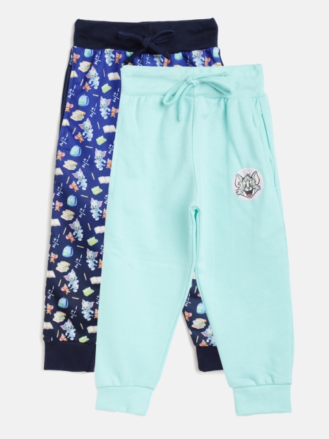 

Eteenz Girls Pack of 2 Tom & Jerry Printed Cotton Joggers, Blue