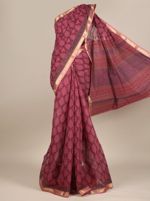 

Pothys Purple Ethnic Motifs Zari Cotton Blend Saree