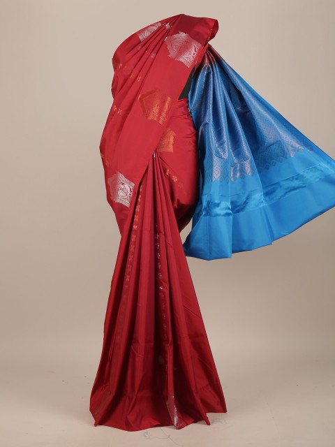 

Pothys Maroon & Blue Woven Design Zari Pure Silk Saree