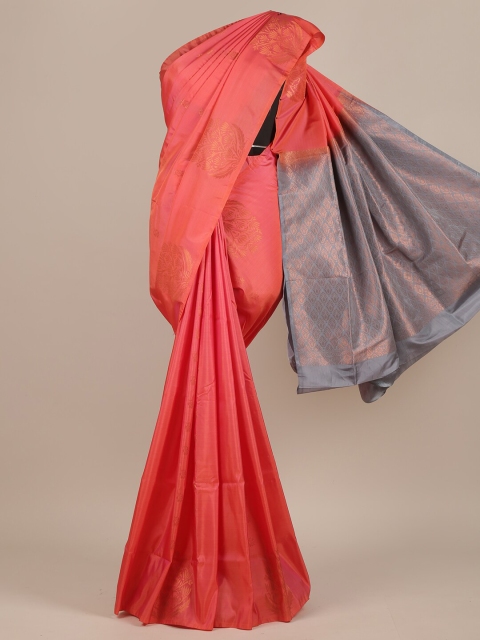 

Pothys Pink & Grey Woven Design Zari Pure Silk Saree