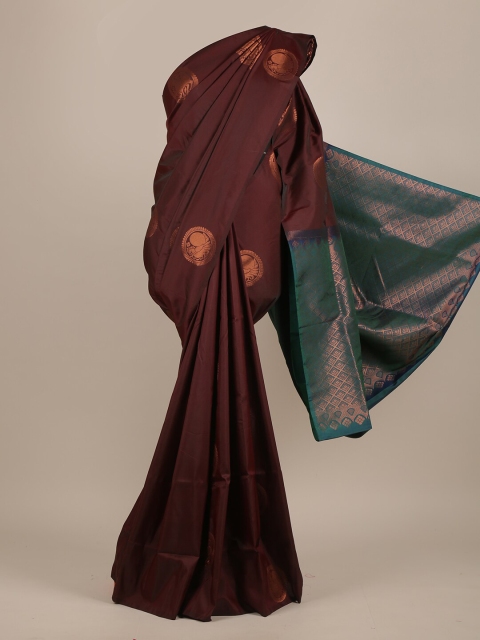 

Pothys Brown & Green Woven Design Zari Pure Silk Saree