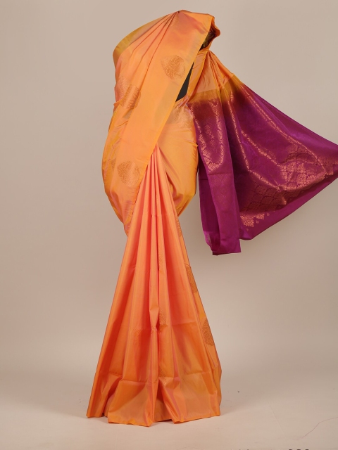 

Pothys Peach-Coloured & Purple Woven Design Zari Pure Silk Saree