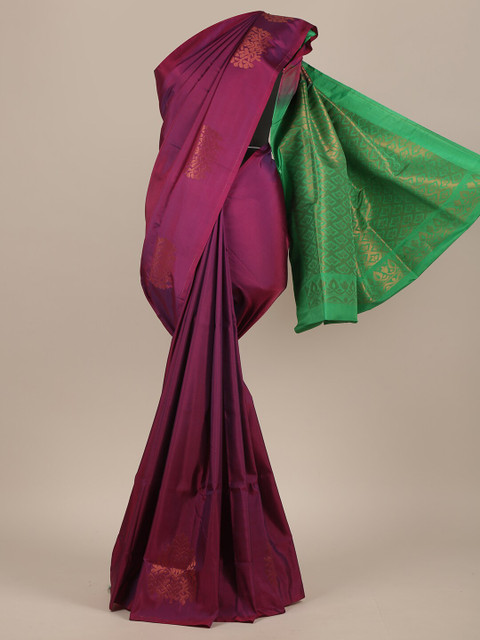 

Pothys Purple & Green Woven Design Zari Pure Silk Saree