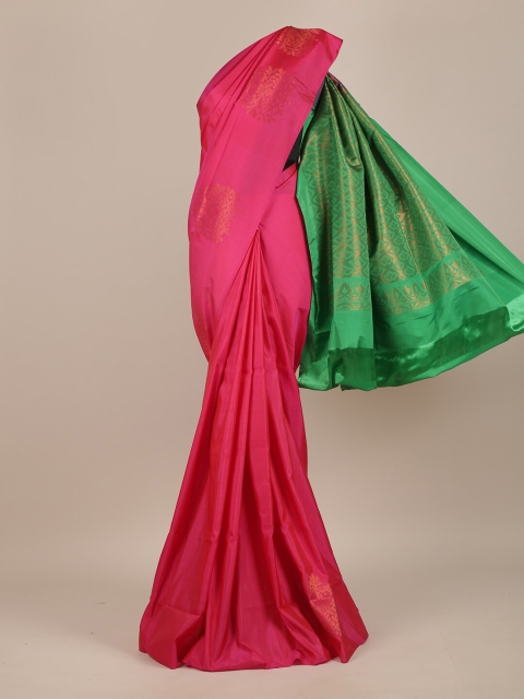 

Pothys Pink & Green Woven Design Zari Pure Silk Saree