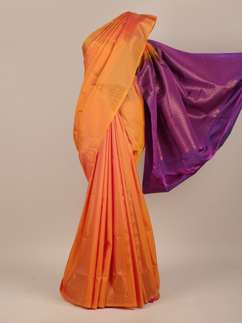 

Pothys Peach-Coloured & Purple Woven Design Zari Pure Silk Saree
