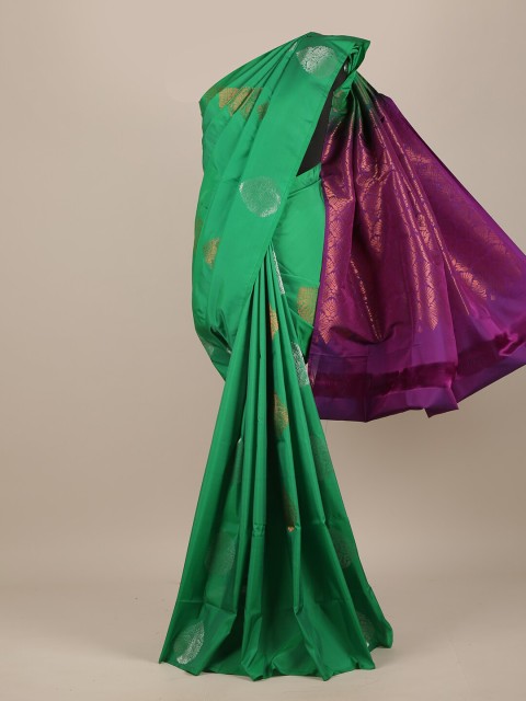 

Pothys Green & Purple Ethnic Motifs Zari Pure Silk Saree