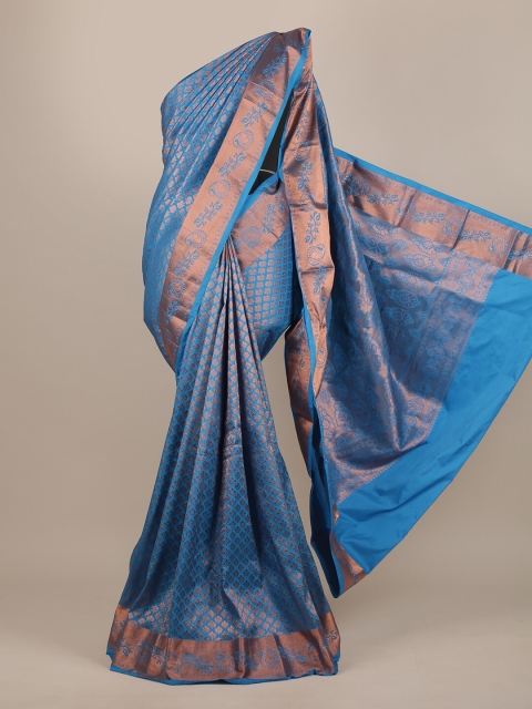 

Pothys Blue & Copper-Toned Woven Design Zari Pure Silk Saree