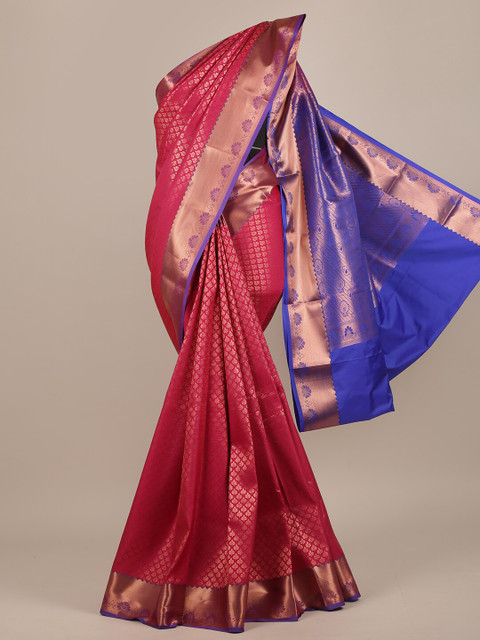 

Pothys Pink & Blue Floral Pure Silk Saree