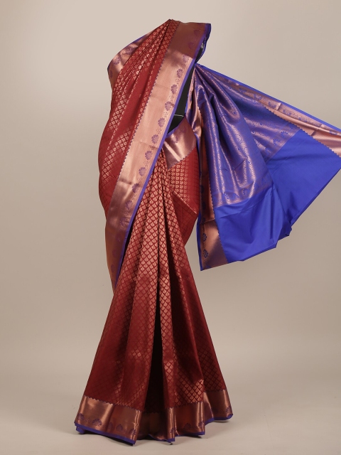 

Pothys Maroon & Blue Woven Design Zari Pure Silk Saree