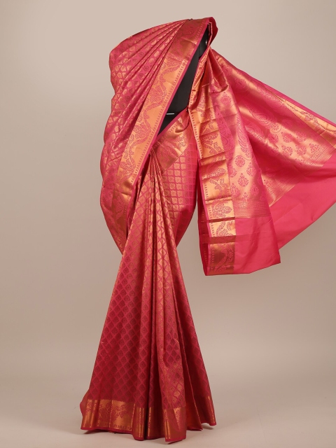 

Pothys Pink & Gold-Toned Woven Design Zari Pure Silk Saree
