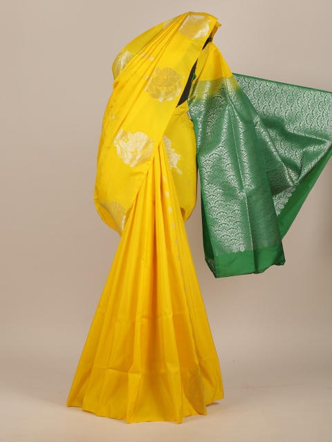 

Pothys Yellow & Green Floral Pure Silk Saree