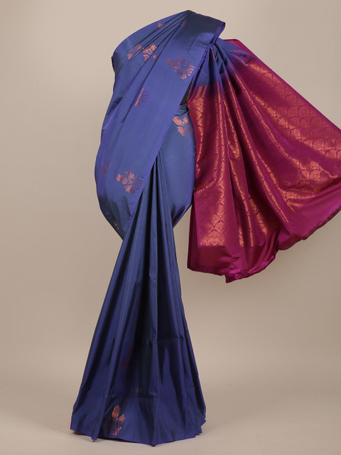 

Pothys Blue & Purple Floral Pure Silk Saree