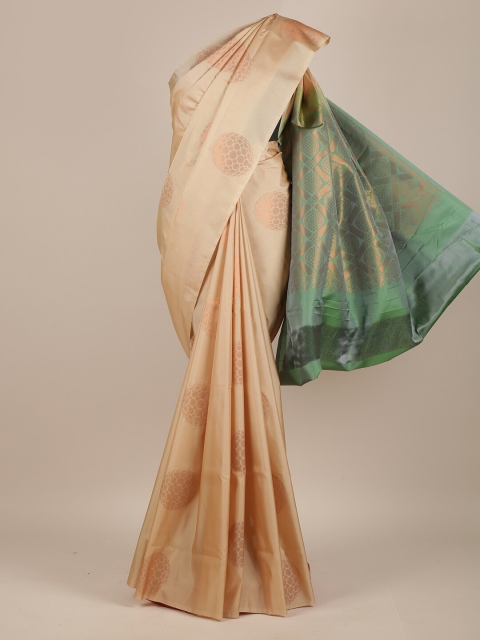 

Pothys Beige & Green Ethnic Motifs Pure Silk Saree