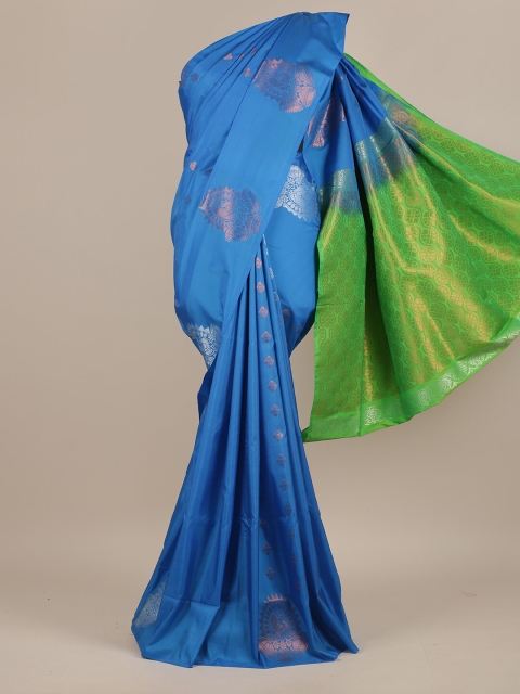 

Pothys Blue & Green Ethnic Motifs Pure Silk Saree