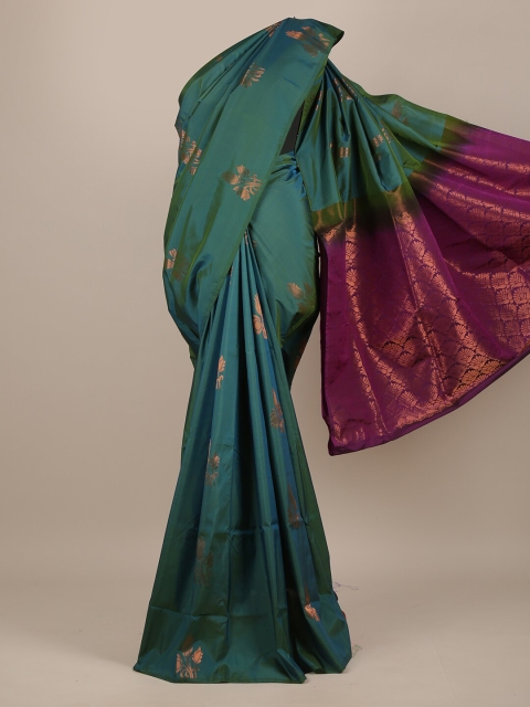

Pothys Teal Green & Gold-Toned Woven Design Zari Pure Silk Saree