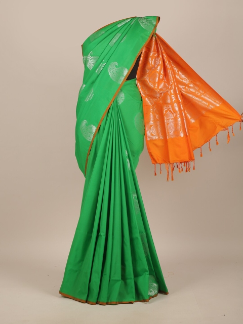 

Pothys Green & Orange Ethnic Motifs Pure Silk Saree