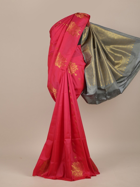 

Pothys Pink & Grey Woven Design Zari Pure Silk Saree