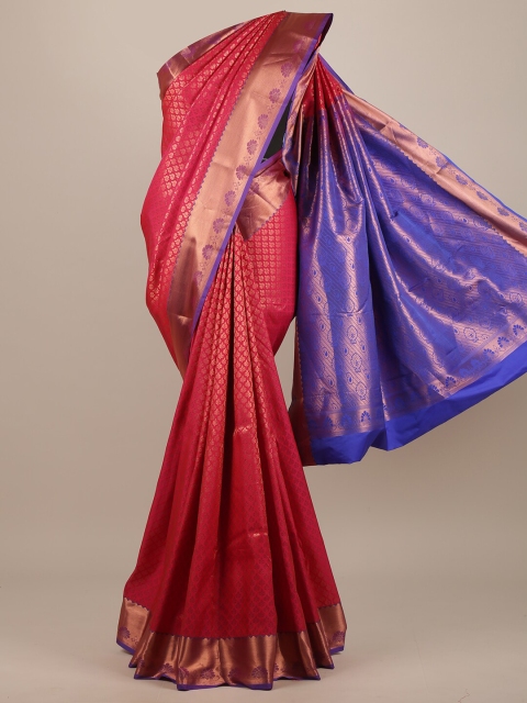 

Pothys Pink & Blue Woven Design Zari Pure Silk Saree