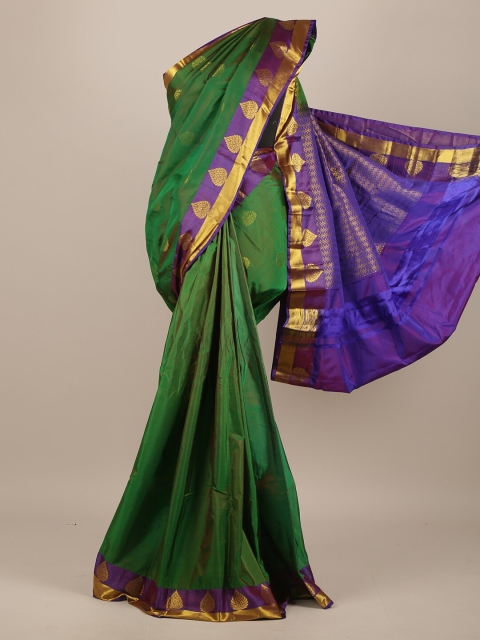 

Pothys Green & Purple Woven Design Zari Pure Silk Saree