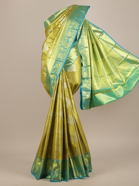 

Pothys Green & Gold-Toned Woven Design Zari Pure Silk Saree