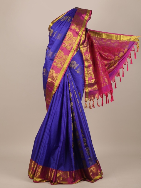 

Pothys Blue & Pink Woven Design Zari Pure Silk Saree