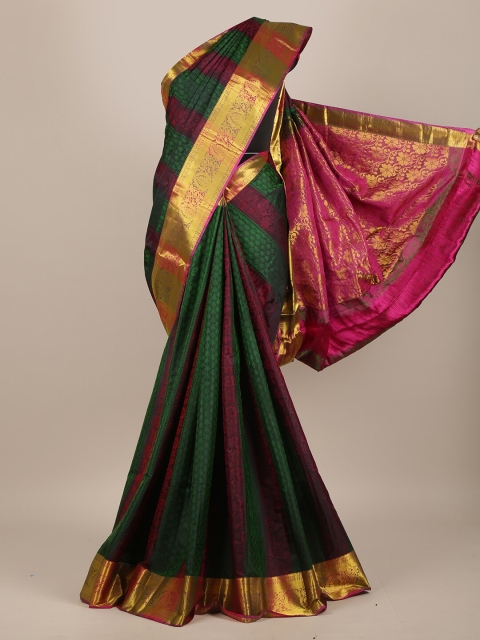 

Pothys Green & Magenta Ethnic Motifs Pure Silk Saree