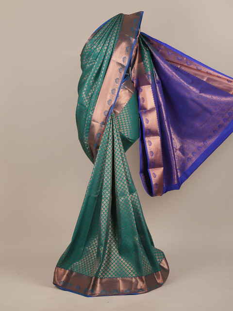 

Pothys Green & Blue Ethnic Motifs Pure Silk Saree