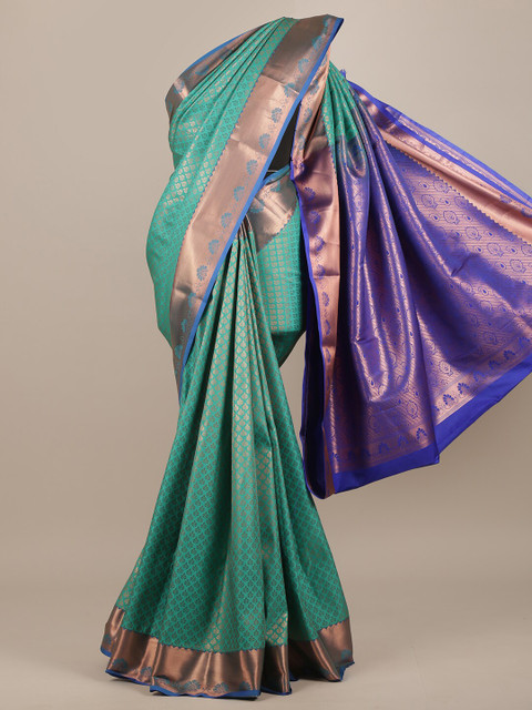 

Pothys Green & Blue Woven Design Zari Pure Silk Saree