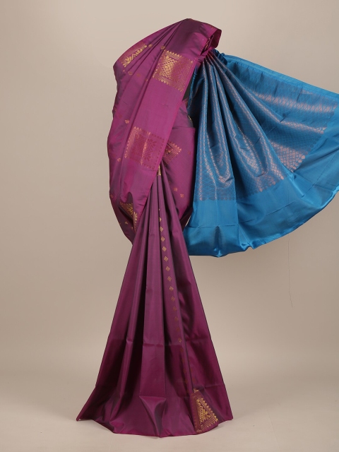 

Pothys Purple & Blue Woven Design Zari Pure Silk Saree