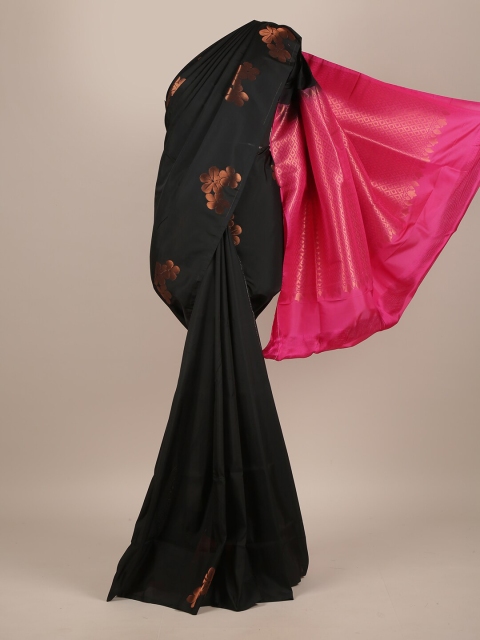 

Pothys Black & Pink Woven Design Zari Pure Silk Saree