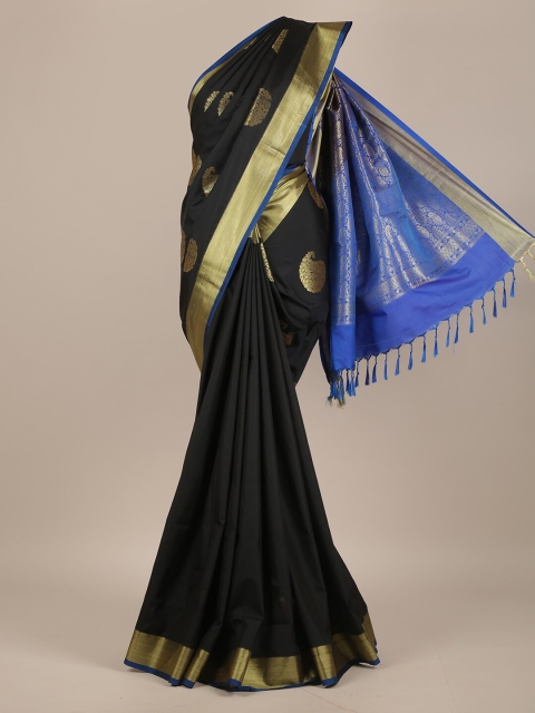

Pothys Black & Blue Woven Design Zari Pure Silk Saree