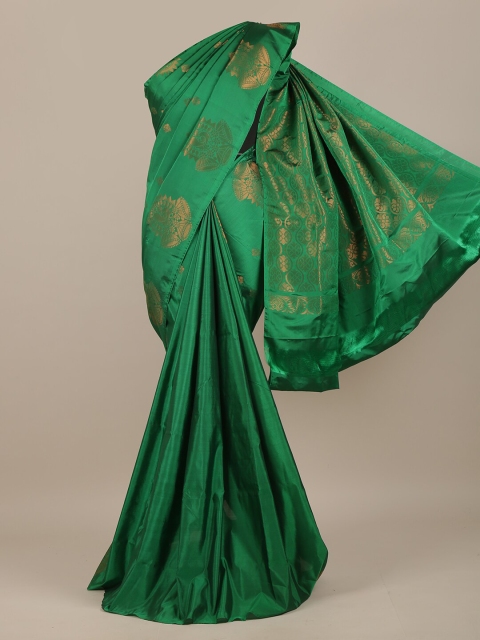 

Pothys Green & Gold-Toned Woven Design Zari Pure Silk Saree