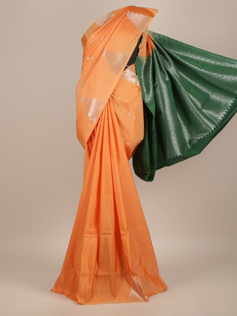 

Pothys Peach-Coloured & Green Woven Design Zari Pure Silk Saree
