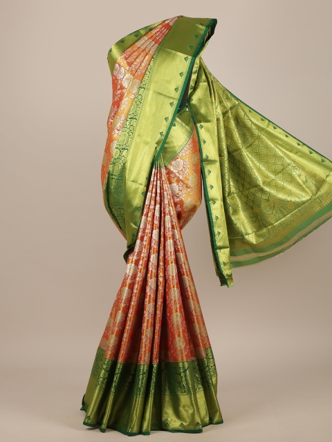 

Pothys Orange & Green Woven Design Zari Pure Silk Saree