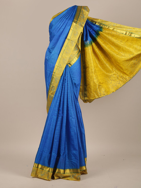 

Pothys Blue & Lime Green Woven Design Zari Pure Silk Saree