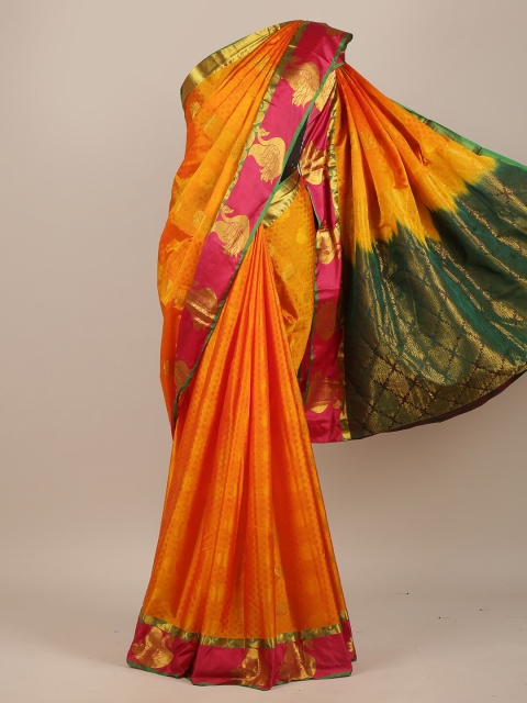 

Pothys Orange & Fuchsia Woven Design Zari Pure Silk Saree