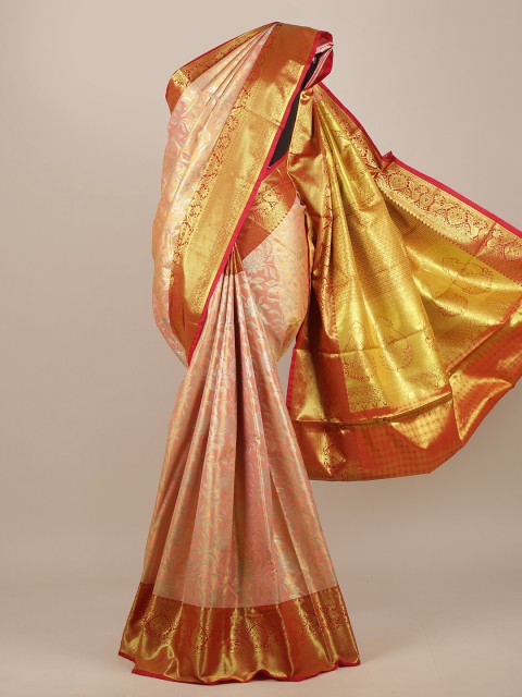 

Pothys Pink & Gold-Toned Woven Design Zari Pure Silk Saree