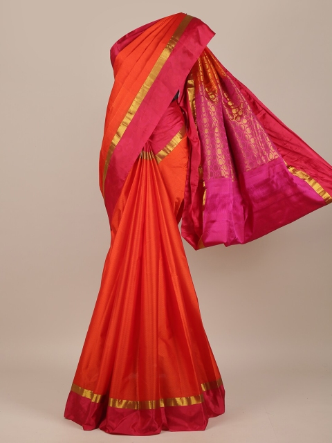 

Pothys Orange & Pink Woven Design Zari Pure Silk Saree