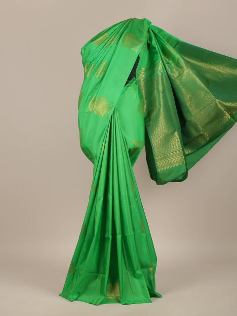 

Pothys Green & Gold-Toned Woven Design Zari Pure Silk Saree