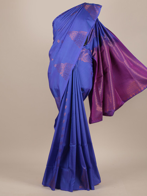 

Pothys Blue & Purple Woven Design Zari Pure Silk Saree