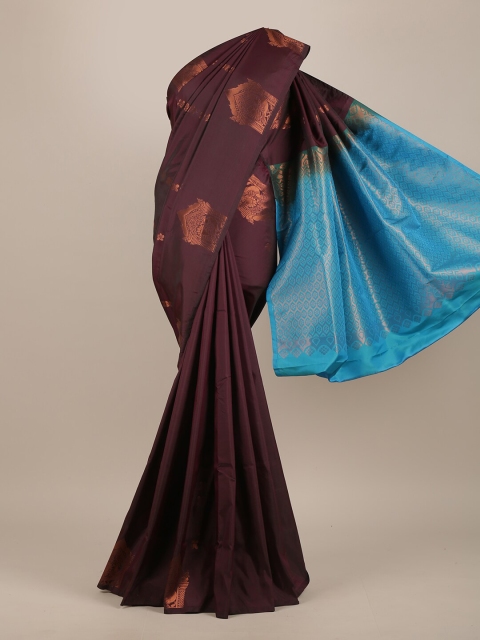 

Pothys Burgundy & Blue Woven Design Zari Pure Silk Saree