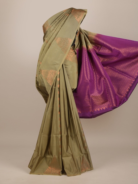 

Pothys Taupe & Purple Woven Design Zari Pure Silk Saree