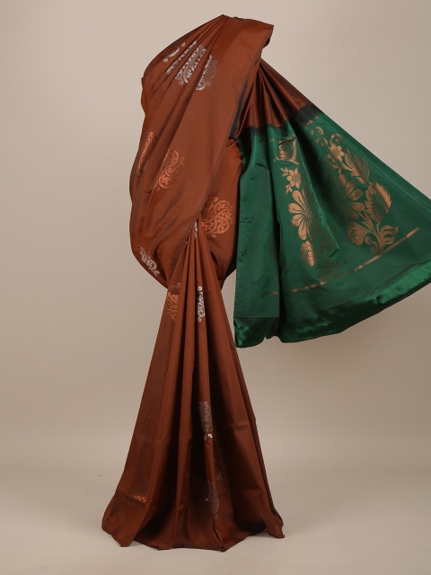 

Pothys Brown & Green Floral Pure Silk Saree